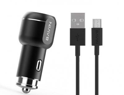 شارژر فندکی و کابل میکرو یو اس بی باوین Bavin PC526 Micro USB Car Charger